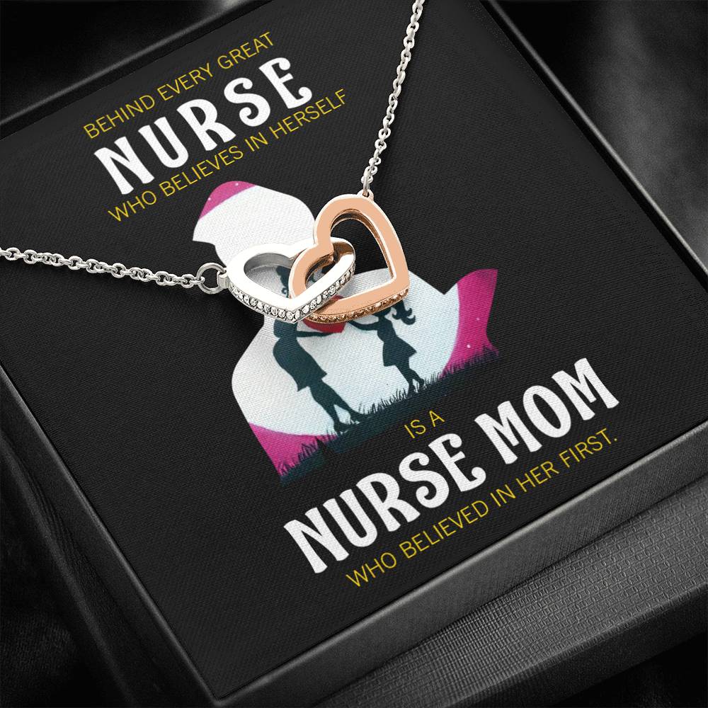 Behind Every Mom Nurse Inseparable Love Pendant 18k Rose Gold Finish 16”-Express Your Love Gifts