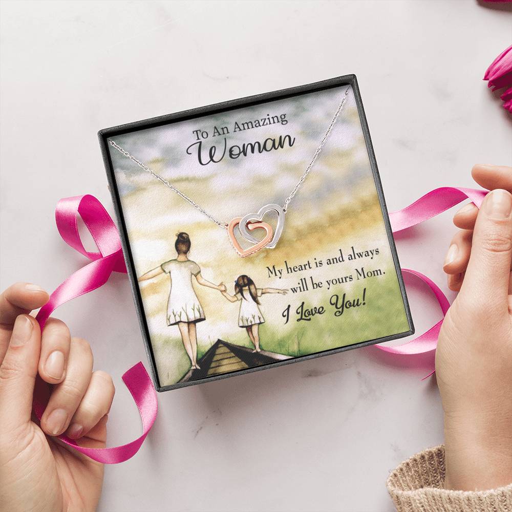 Mother Necklace My Heart Is Always Yours Inseparable Love Pendant Keepsake Card-Express Your Love Gifts