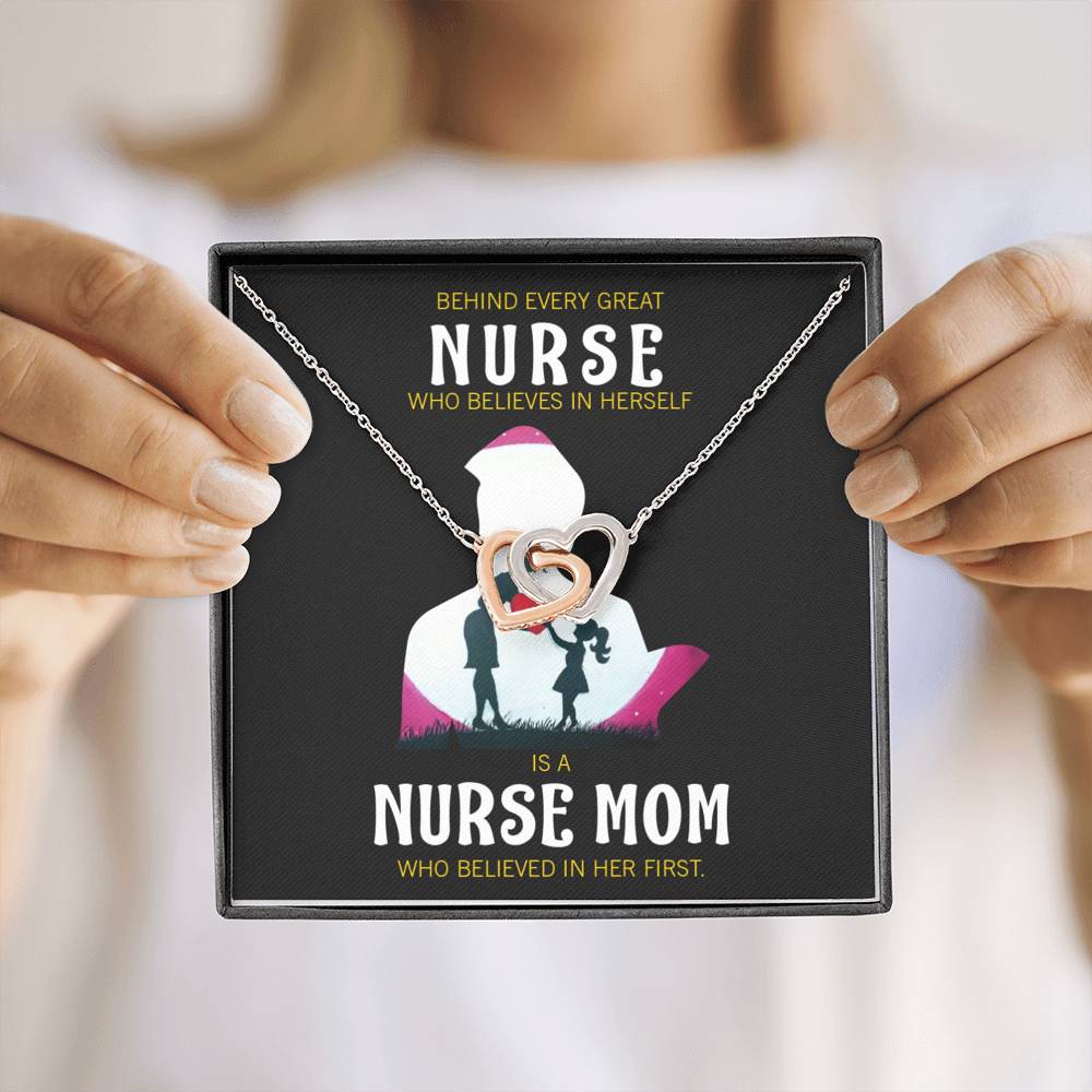 Behind Every Mom Nurse Inseparable Love Pendant 18k Rose Gold Finish 16”-Express Your Love Gifts