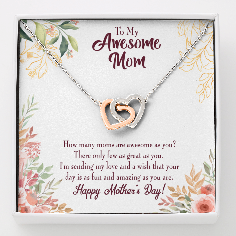 Mother's Day Mother Necklace Awesome Mom Inseparable Love Pendant Keepsake Card-Express Your Love Gifts