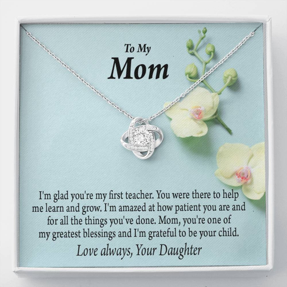 Mother Daughter Necklace First Teacher Love Knot Pendant Pendant Message Card-Express Your Love Gifts