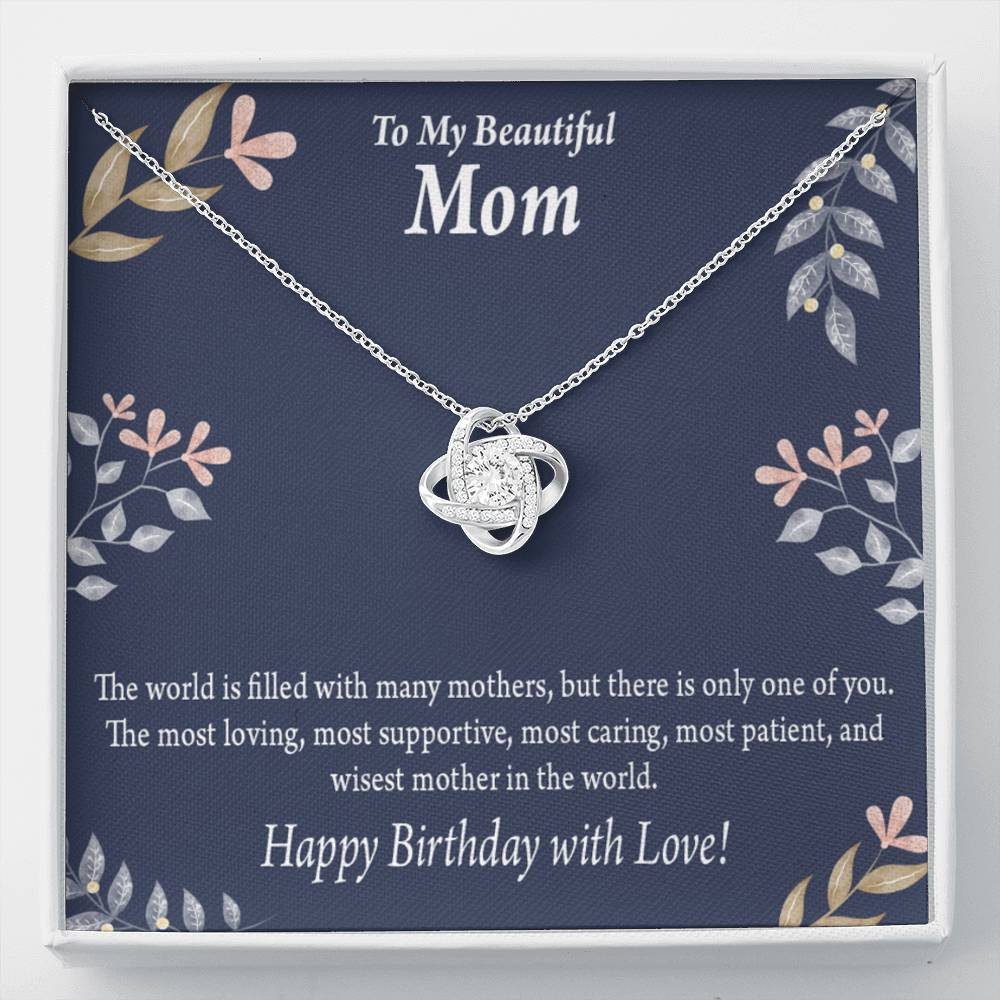 Mom Happy Birthday With Love Love Knot Pendant Message Card-Express Your Love Gifts