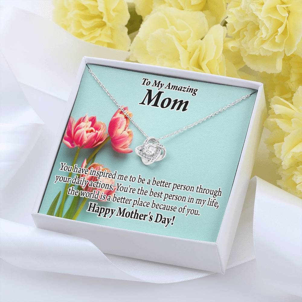 Happy Mother'S Day You Make The World Better Love Knot Message Card From Son Daughter Gift Anniversary Birthday Graduation Mothers Day-Express Your Love Gifts
