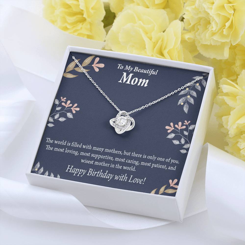Mom Happy Birthday With Love Love Knot Pendant Message Card-Express Your Love Gifts