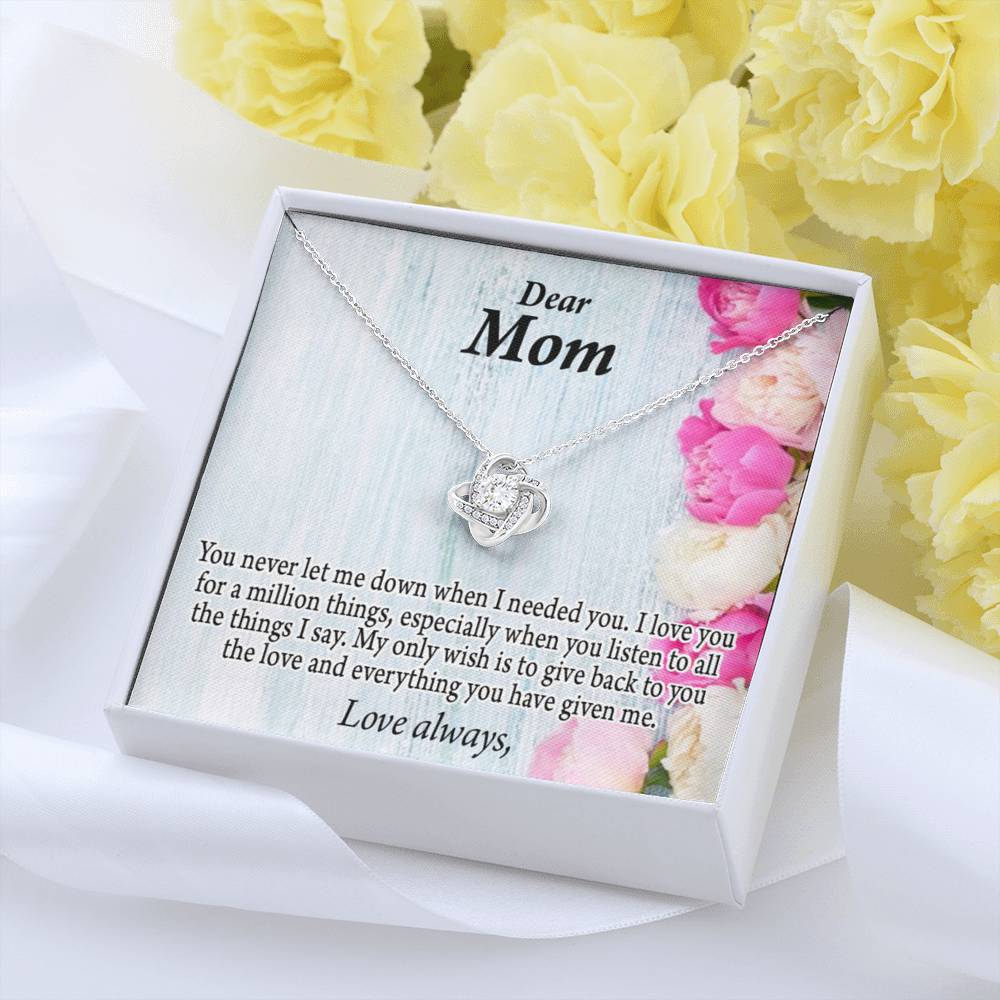 You Never Let Me Down Love Knot Pendant Pendant Message Card-Express Your Love Gifts
