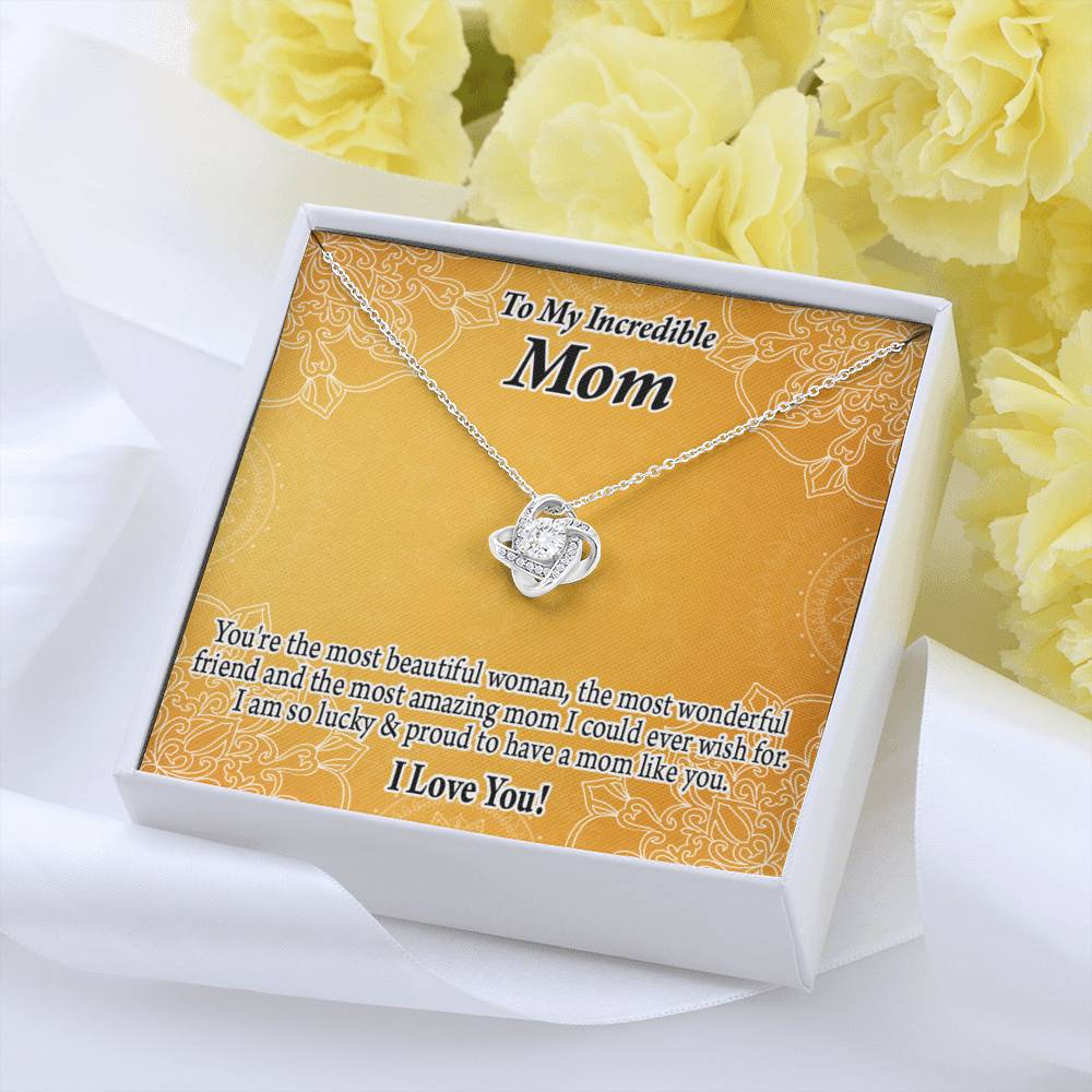 To Mom Mother Bonus Mom Grandmom A Beautiful Woman An Wonderful Friend Love Knot Message Card From Son Daughter Gift Anniversary Birthday Graduation Mothers Day-Express Your Love Gifts