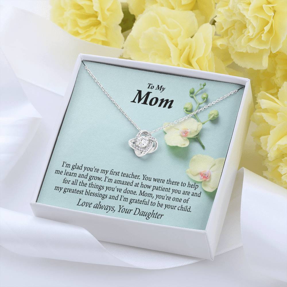 Mother Daughter Necklace First Teacher Love Knot Pendant Pendant Message Card-Express Your Love Gifts