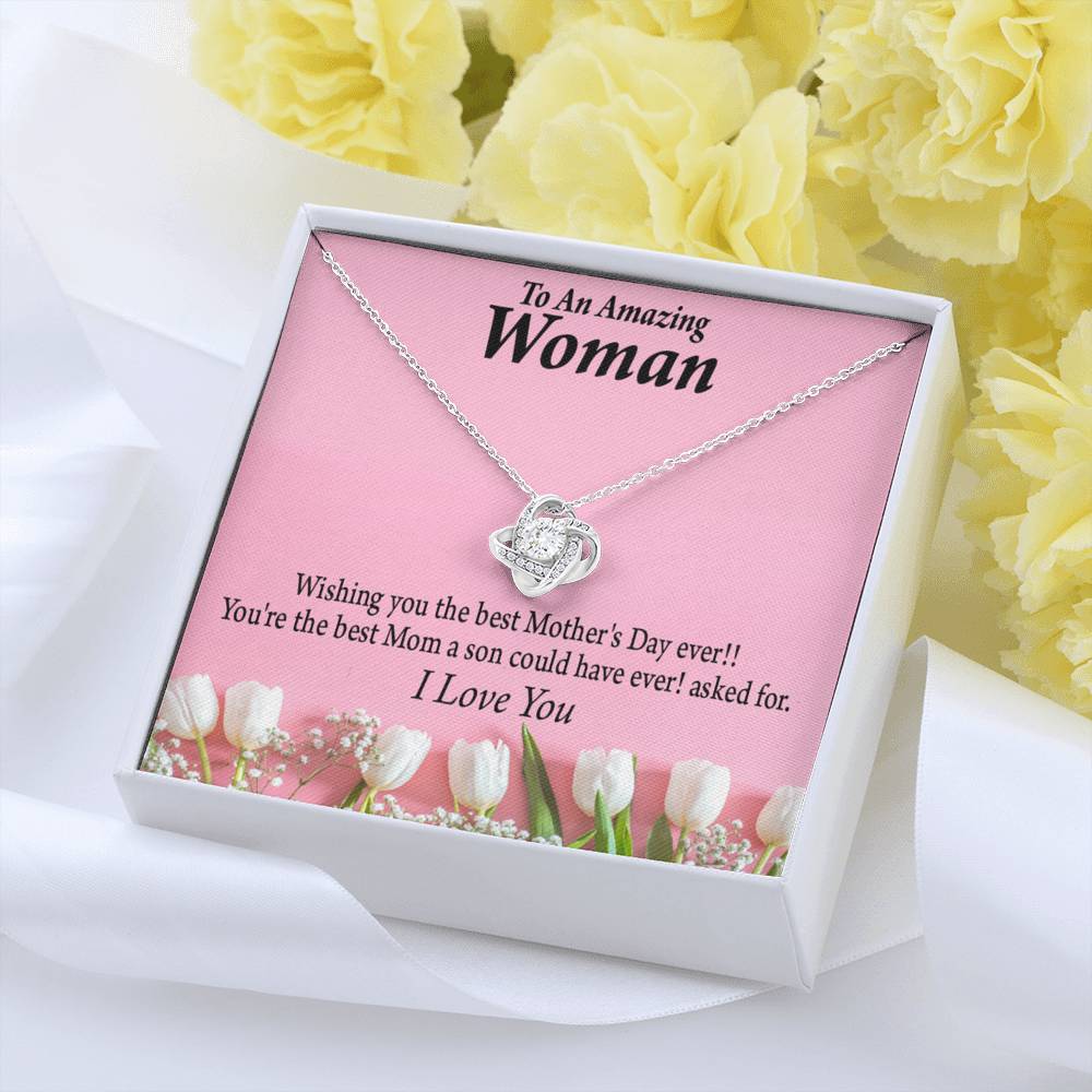 Best Mother'S Day From Son Love Knot Message Card From Son Daughter Gift Anniversary Birthday Graduation Mothers Day-Express Your Love Gifts