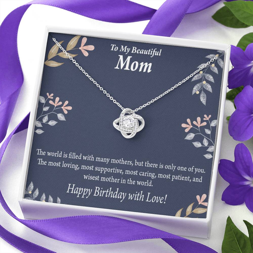 Mom Happy Birthday With Love Love Knot Pendant Message Card-Express Your Love Gifts