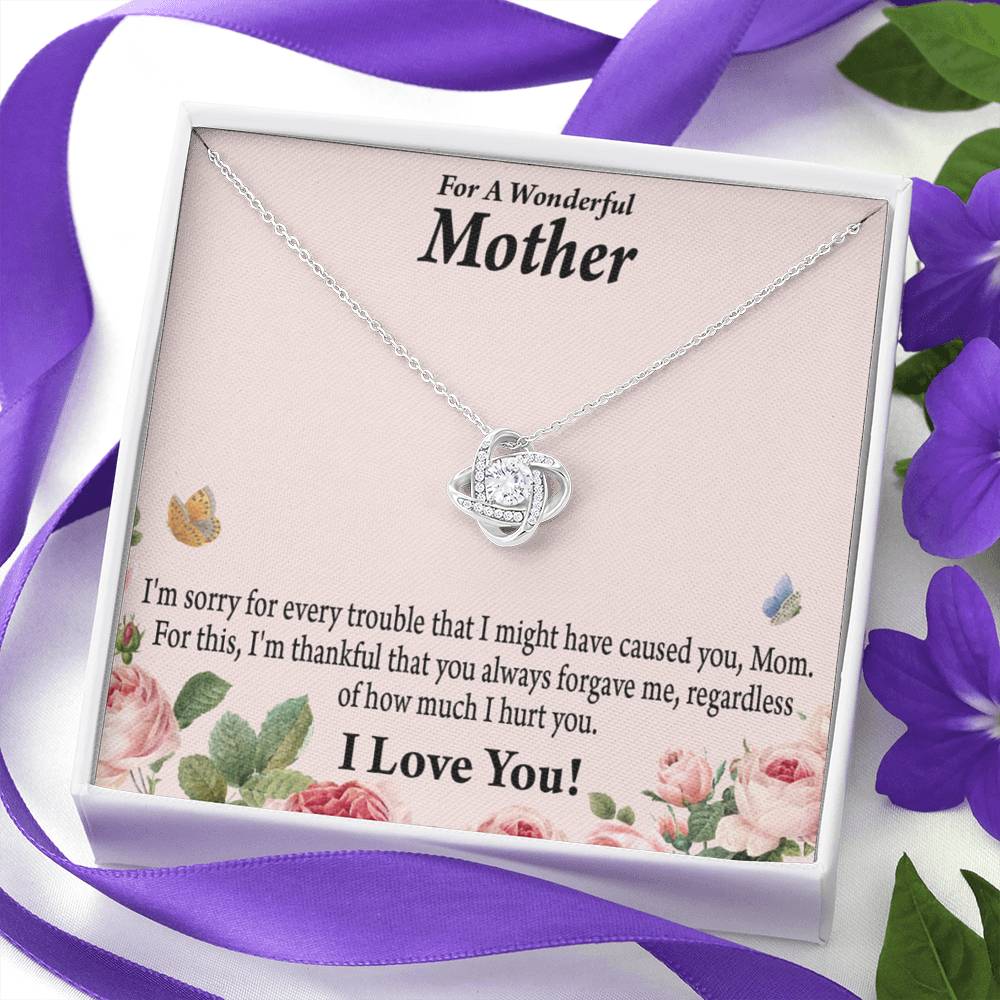 To Mom Sorry Your Unconditional Love Love Knot Necklace Message Card-Express Your Love Gifts