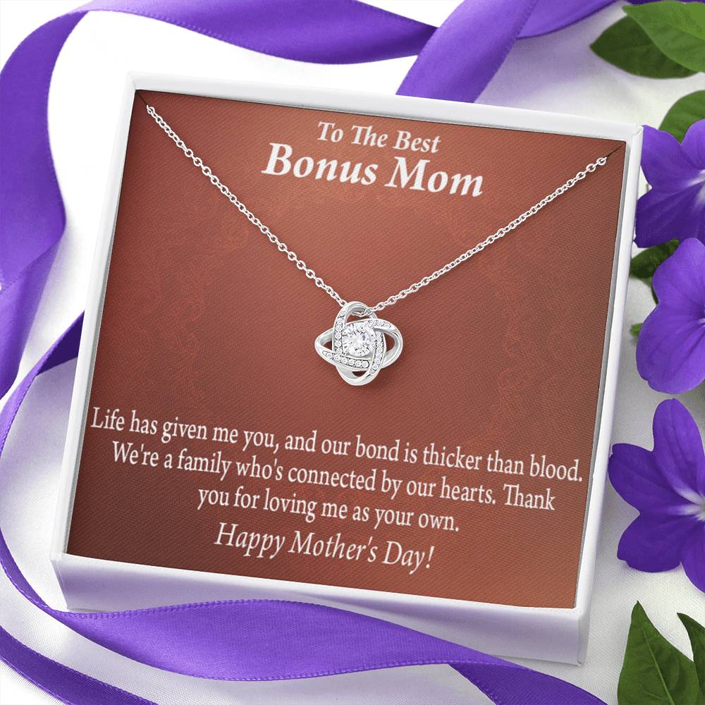Bonus Mom Necklace Best Bonus Mom Happy Mothers Day Love Knot Pendant Pendant Message Card-Express Your Love Gifts