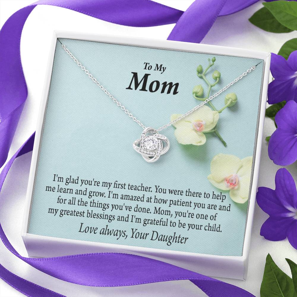 Mother Daughter Necklace First Teacher Love Knot Pendant Pendant Message Card-Express Your Love Gifts