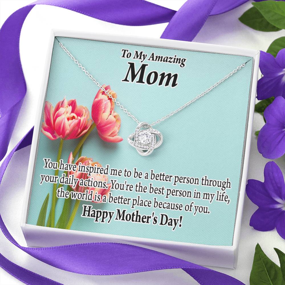 Happy Mother'S Day You Make The World Better Love Knot Message Card From Son Daughter Gift Anniversary Birthday Graduation Mothers Day-Express Your Love Gifts