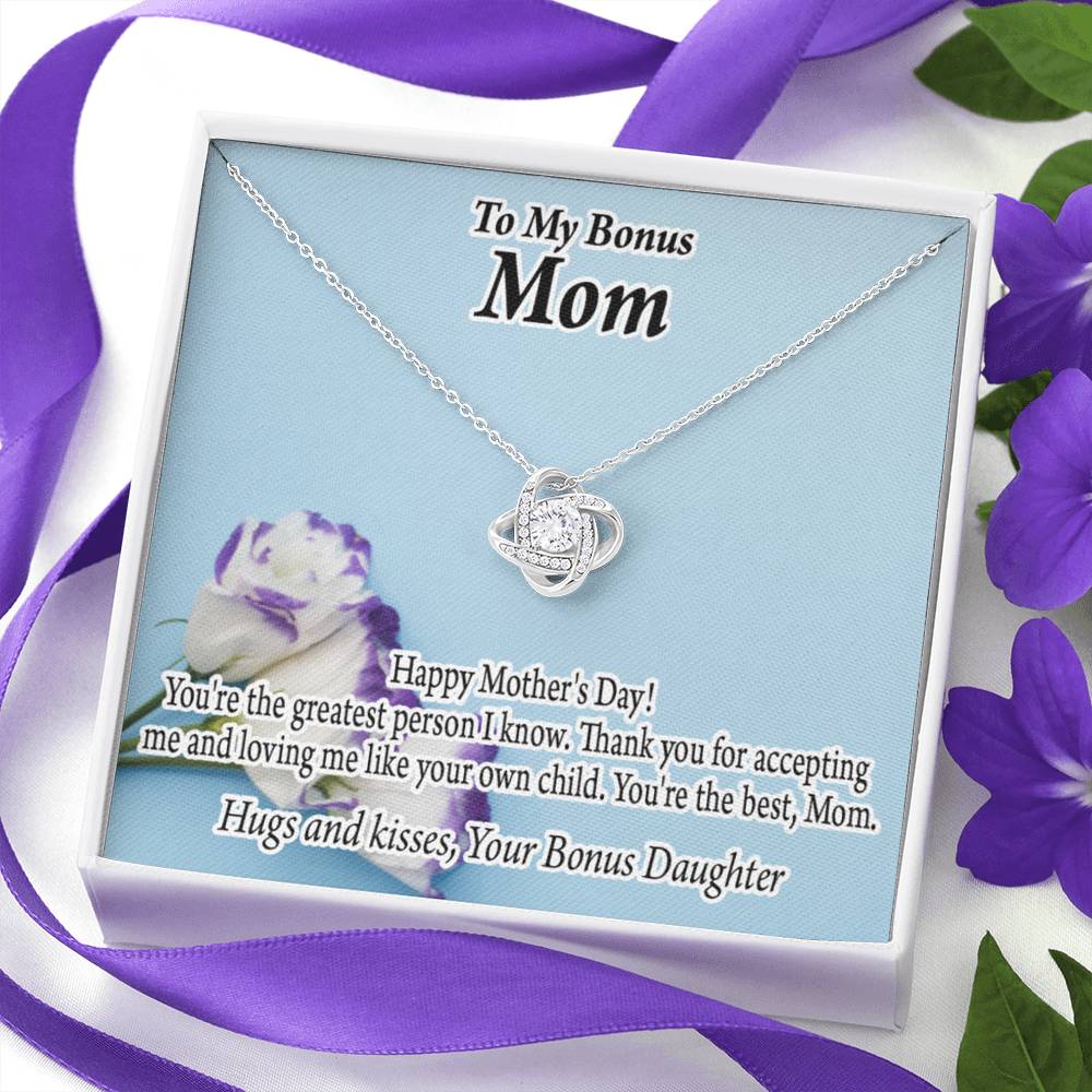 Bonus Mom Happy Mother'S Day Love Knot Necklace Pendant Message Card-Express Your Love Gifts