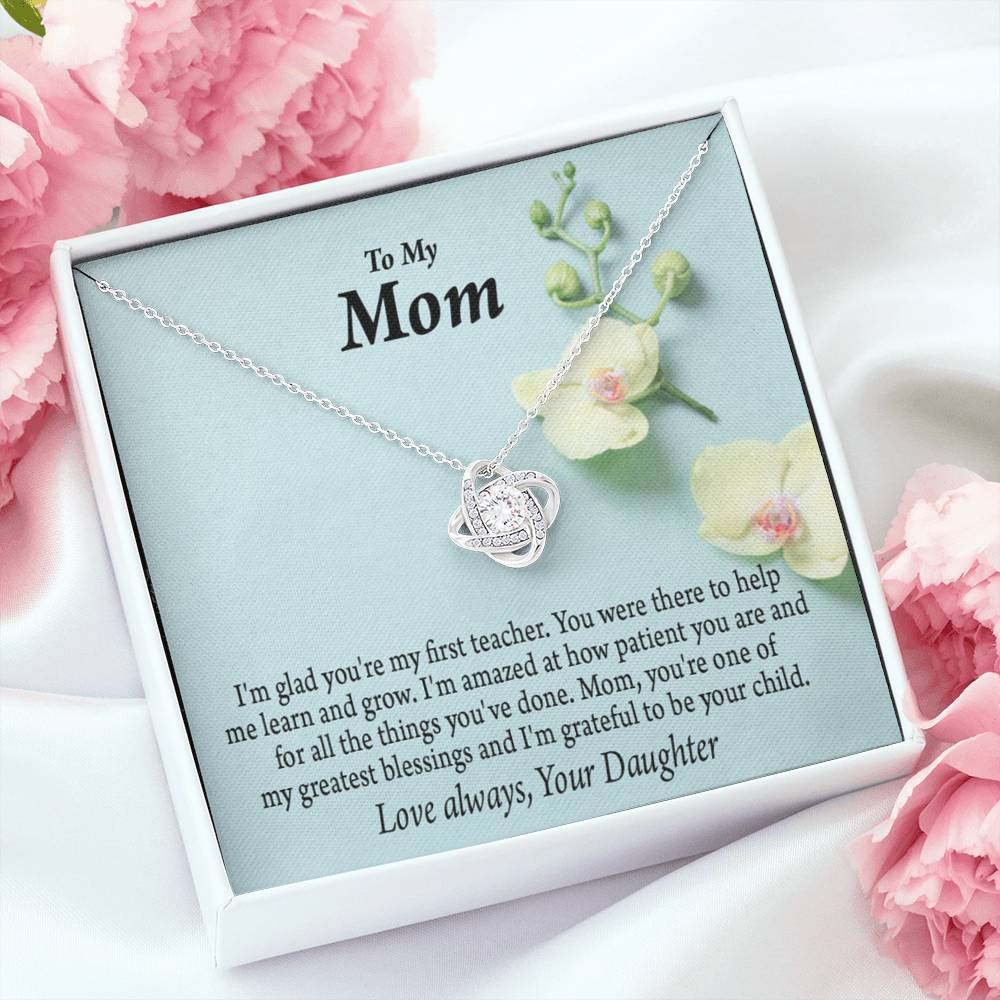 Mother Daughter Necklace First Teacher Love Knot Pendant Pendant Message Card-Express Your Love Gifts