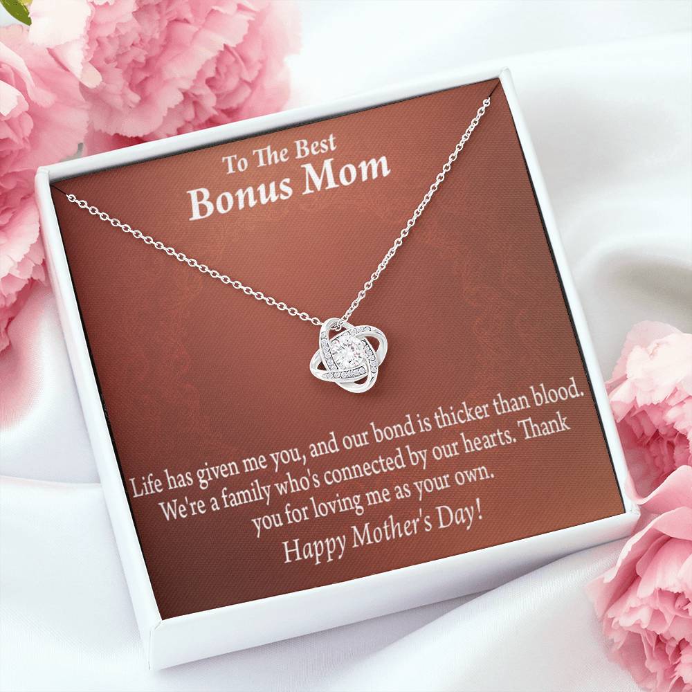 Bonus Mom Necklace Best Bonus Mom Happy Mothers Day Love Knot Pendant Pendant Message Card-Express Your Love Gifts