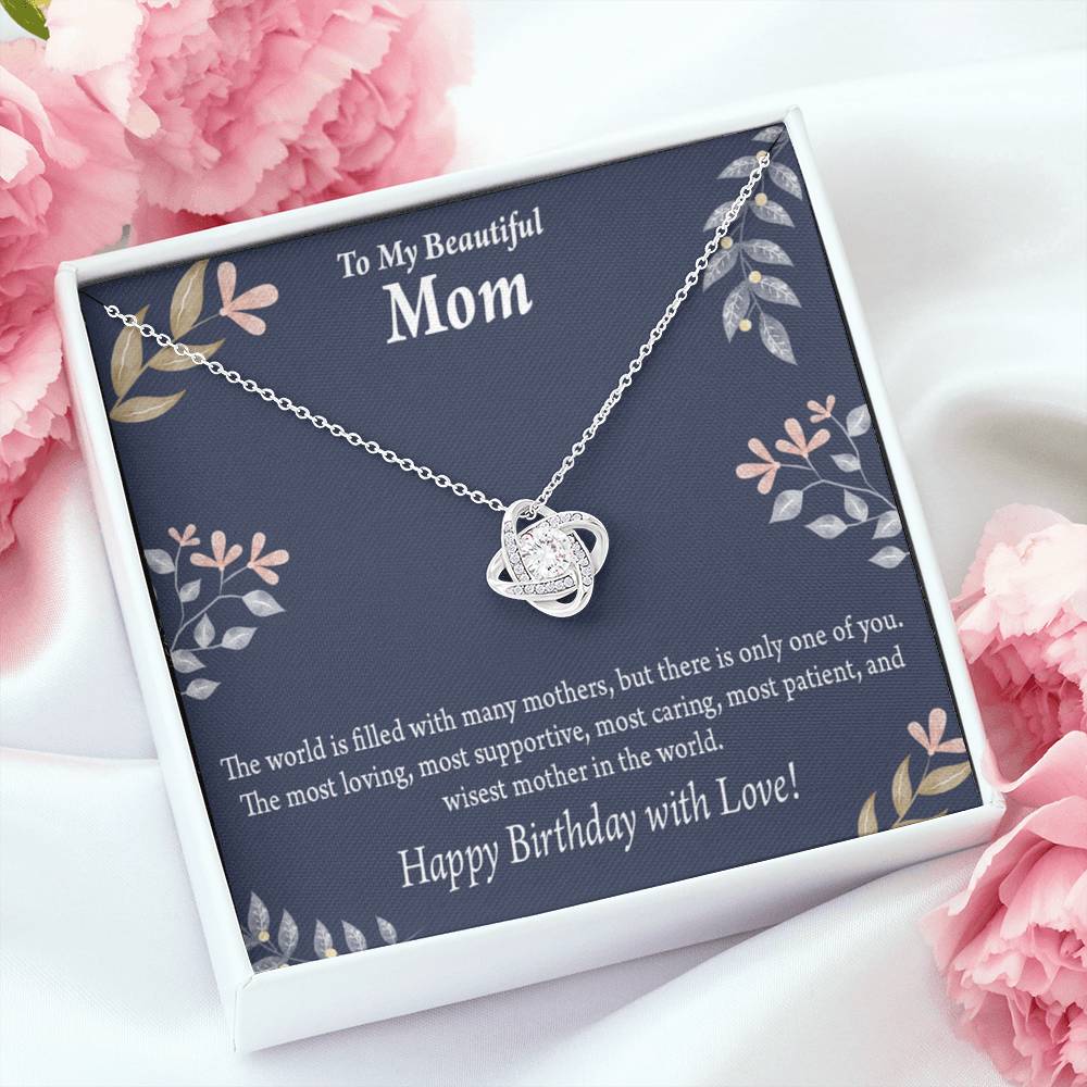 Mom Happy Birthday With Love Love Knot Pendant Message Card-Express Your Love Gifts