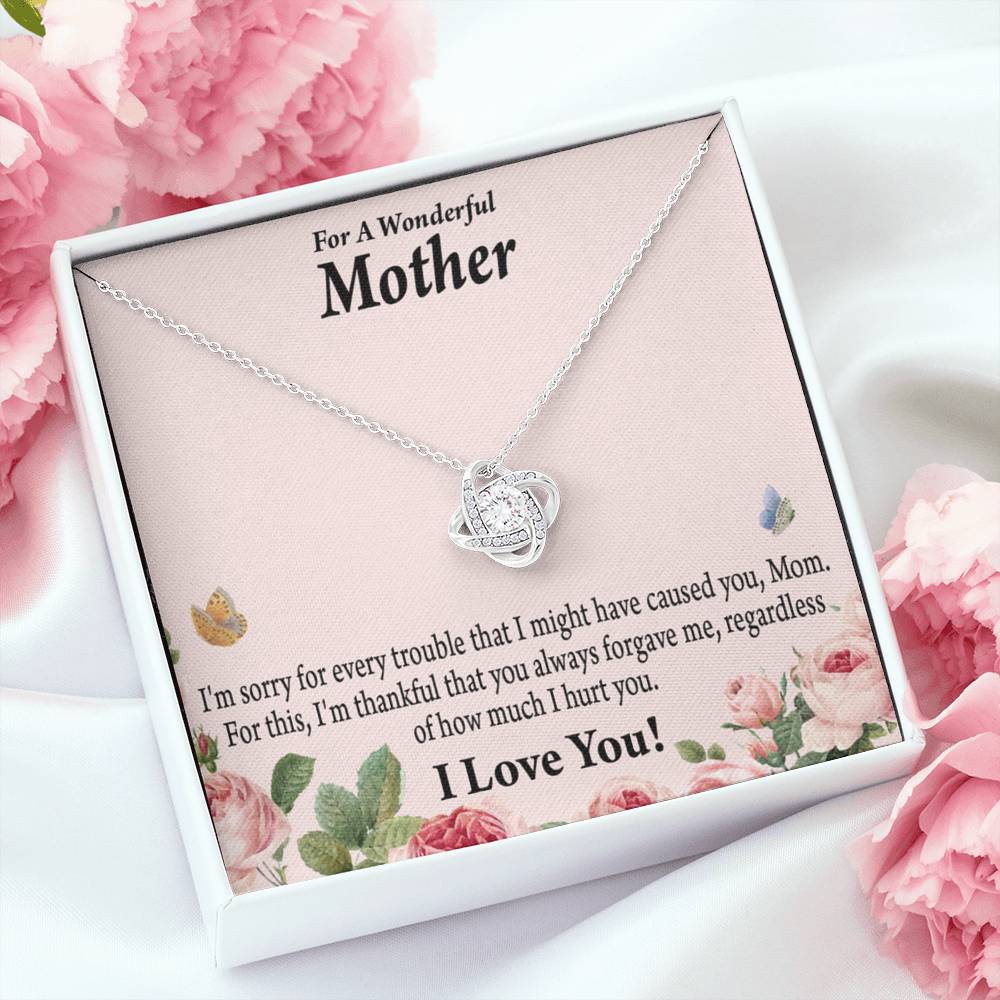 To Mom Sorry Your Unconditional Love Love Knot Necklace Message Card-Express Your Love Gifts
