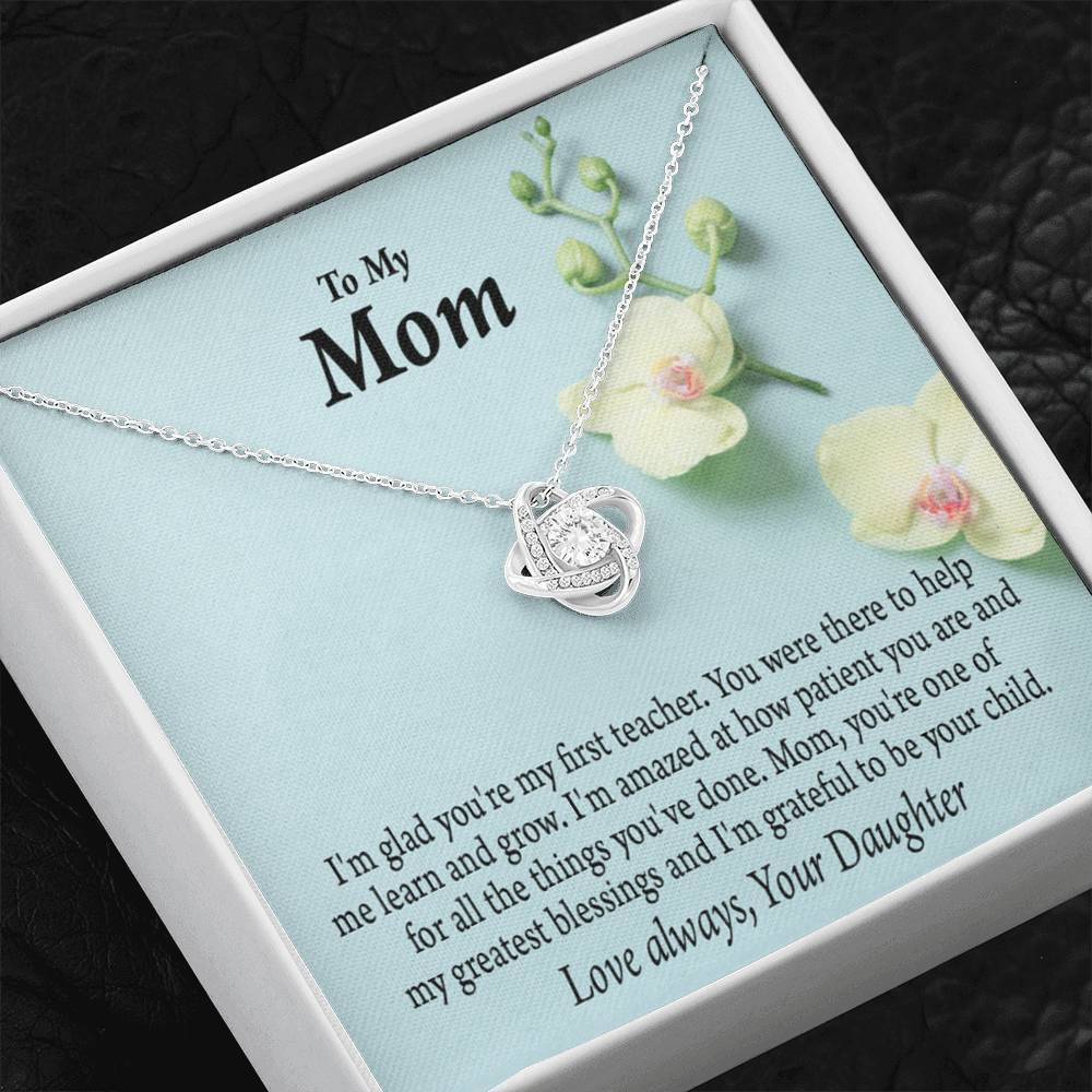 Mother Daughter Necklace First Teacher Love Knot Pendant Pendant Message Card-Express Your Love Gifts
