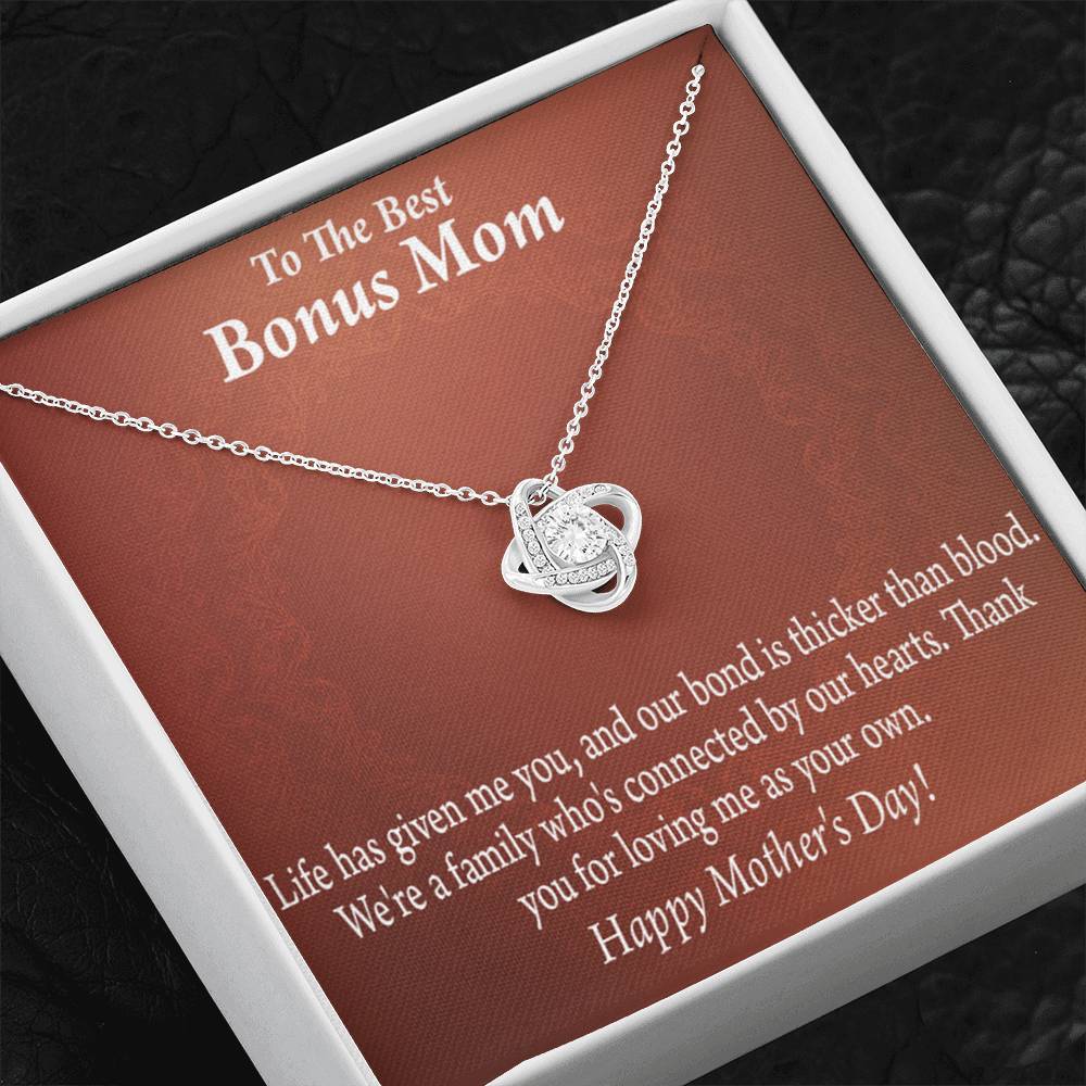 Bonus Mom Necklace Best Bonus Mom Happy Mothers Day Love Knot Pendant Pendant Message Card-Express Your Love Gifts
