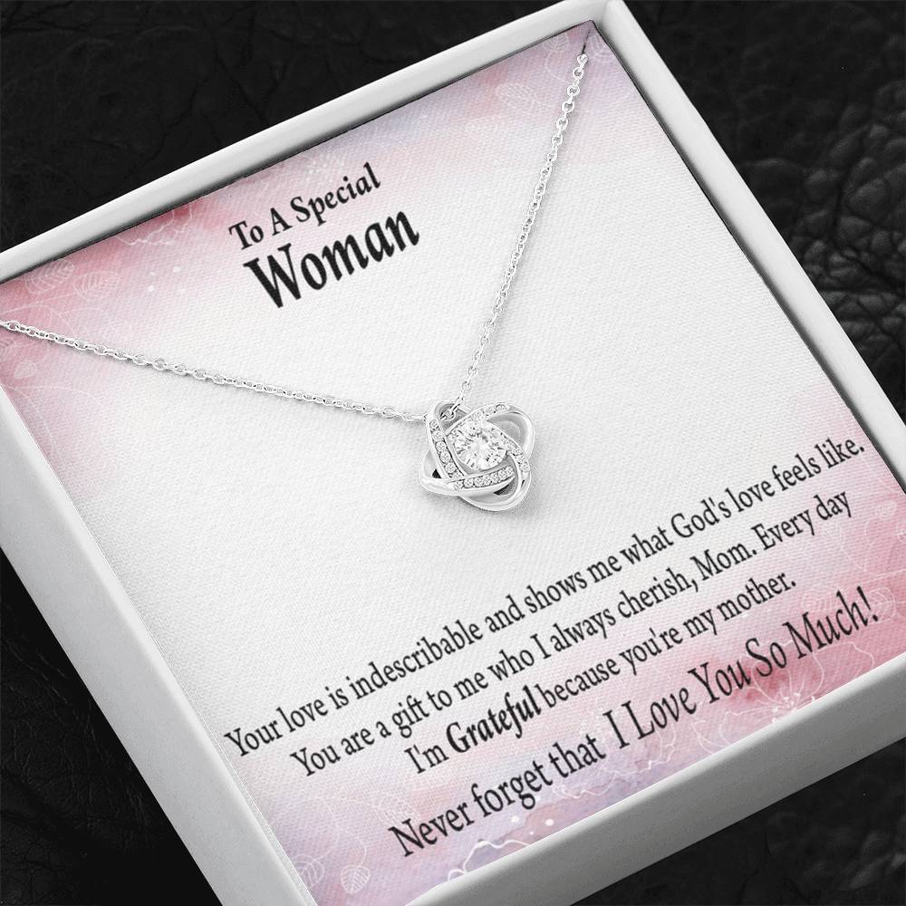 Mom I'm Grateful Love Knot Pendant Necklace With Message Card-Express Your Love Gifts