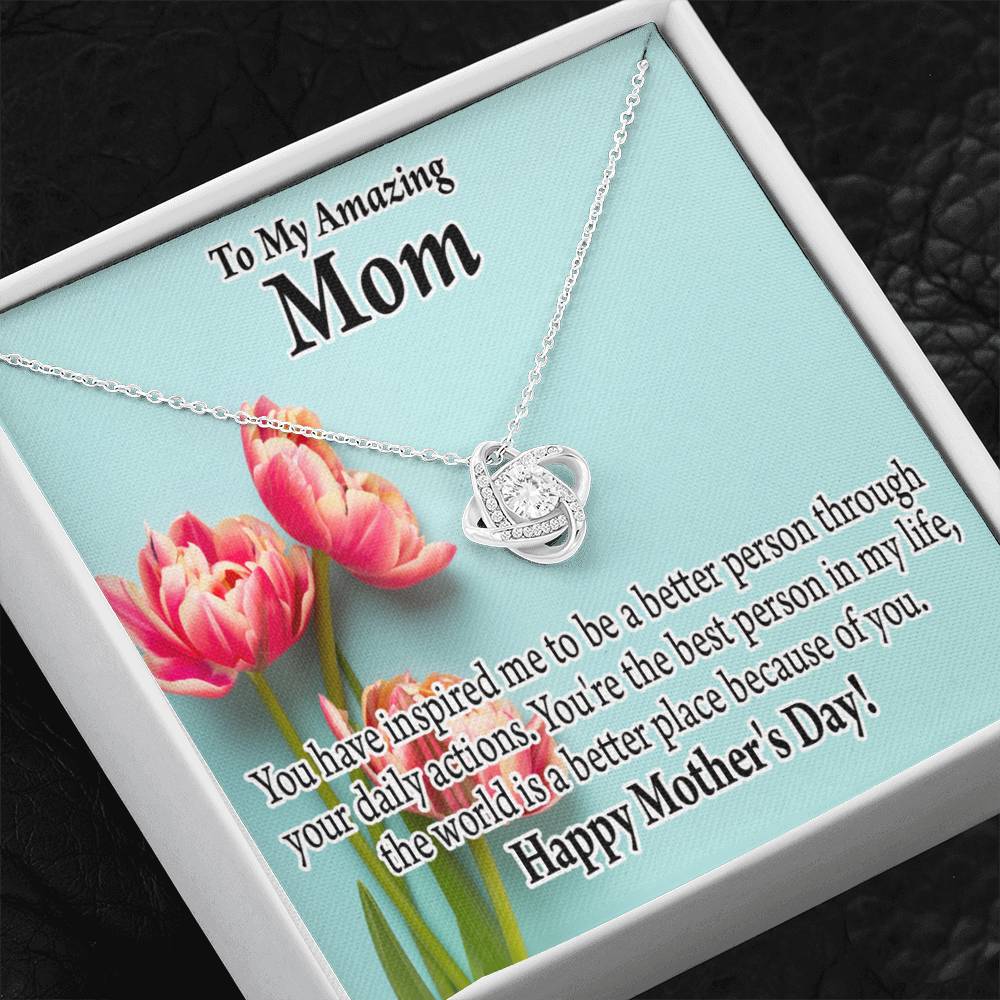 Happy Mother'S Day You Make The World Better Love Knot Message Card From Son Daughter Gift Anniversary Birthday Graduation Mothers Day-Express Your Love Gifts
