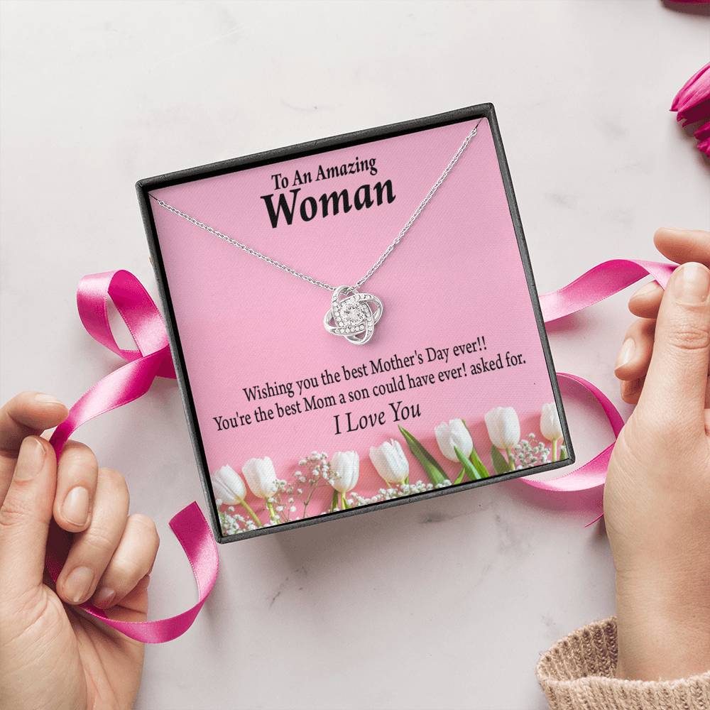 Best Mother'S Day From Son Love Knot Message Card From Son Daughter Gift Anniversary Birthday Graduation Mothers Day-Express Your Love Gifts