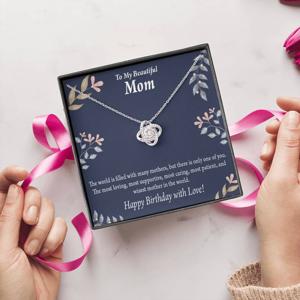 Mom Happy Birthday With Love Love Knot Pendant Message Card-Express Your Love Gifts