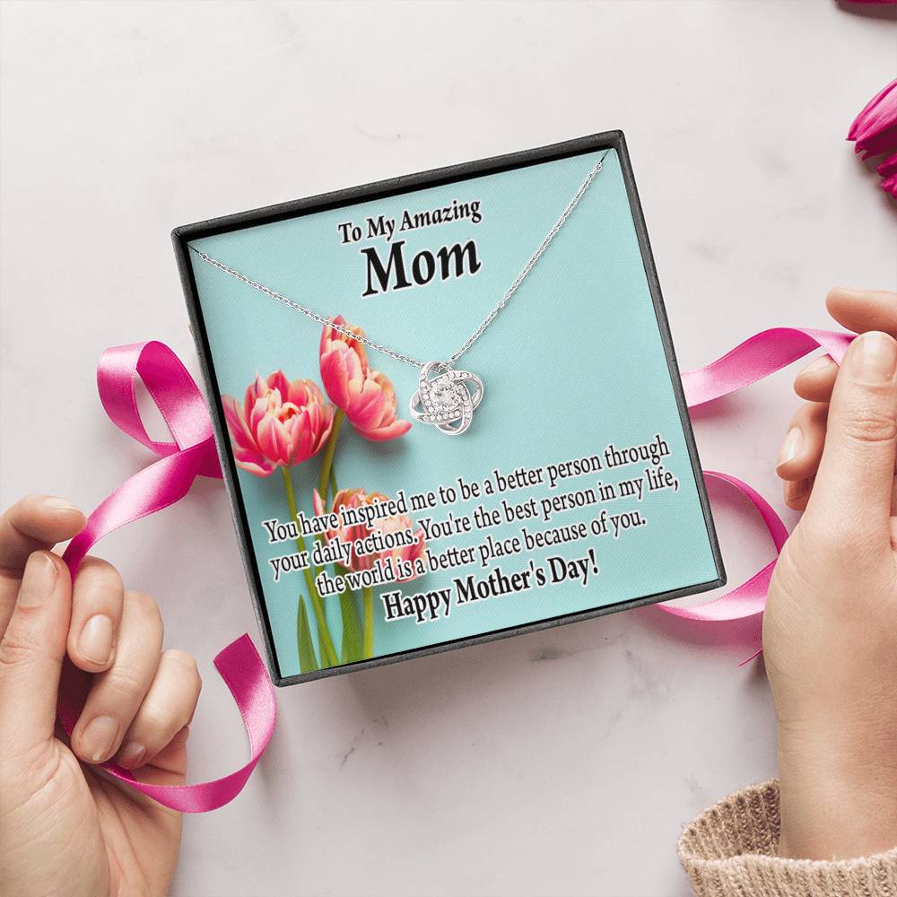 Happy Mother'S Day You Make The World Better Love Knot Message Card From Son Daughter Gift Anniversary Birthday Graduation Mothers Day-Express Your Love Gifts