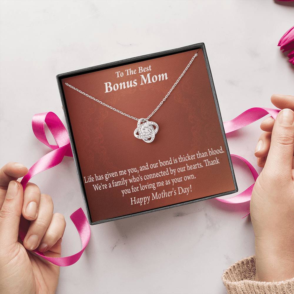 Bonus Mom Necklace Best Bonus Mom Happy Mothers Day Love Knot Pendant Pendant Message Card-Express Your Love Gifts