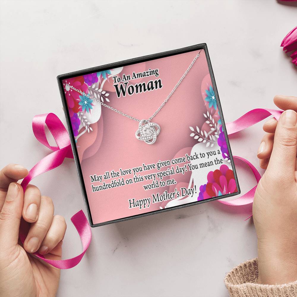 Happy Mother'S Day You Mean The World To Me Love Knot Message Card From Son Daughter Gift Anniversary Birthday Graduation Mothers Day-Express Your Love Gifts