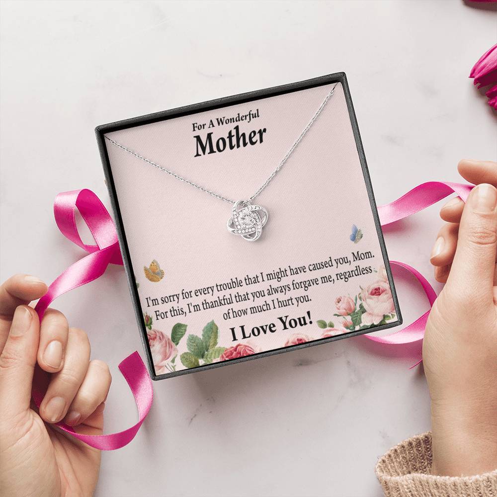 To Mom Sorry Your Unconditional Love Love Knot Necklace Message Card-Express Your Love Gifts