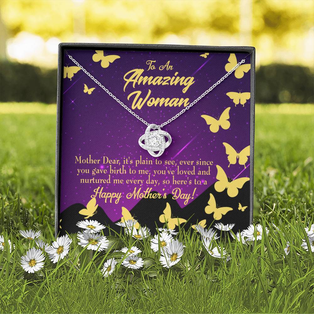 To Mom Mother'S Day Love Knot Pendant Message Card Pendant Stainless Steel-Express Your Love Gifts