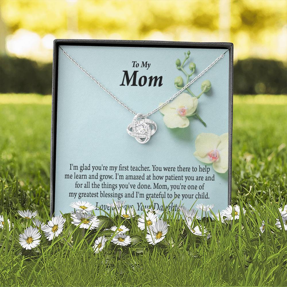 Mother Daughter Necklace First Teacher Love Knot Pendant Pendant Message Card-Express Your Love Gifts