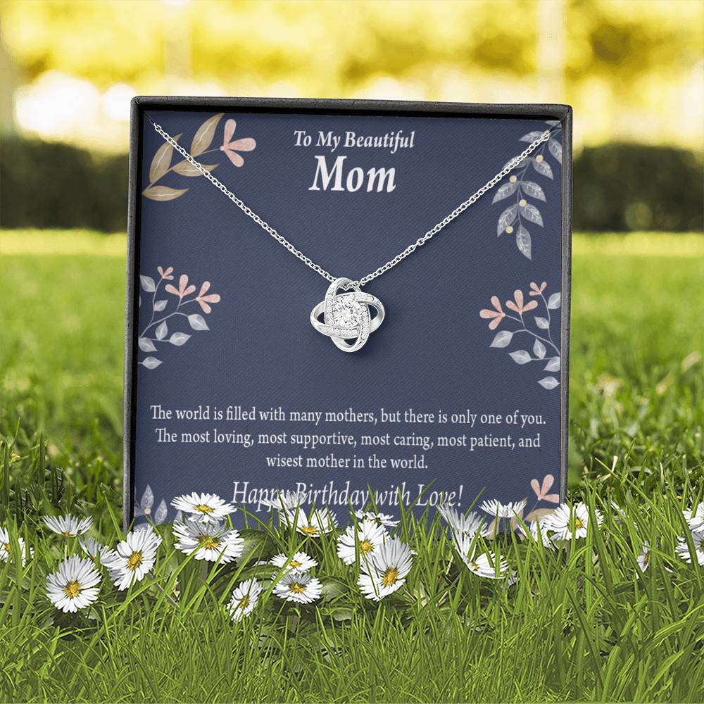 Mom Happy Birthday With Love Love Knot Pendant Message Card-Express Your Love Gifts