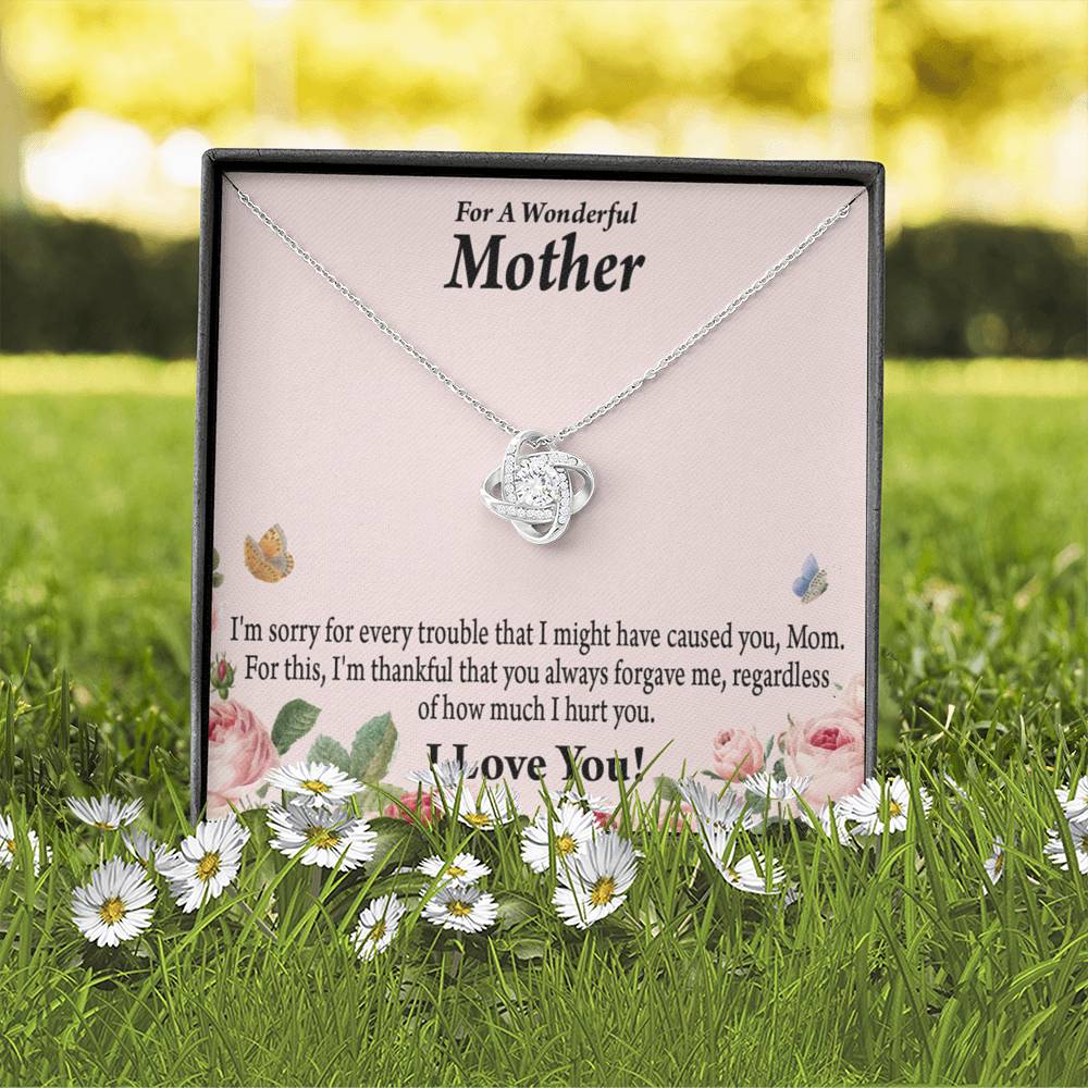 To Mom Sorry Your Unconditional Love Love Knot Necklace Message Card-Express Your Love Gifts