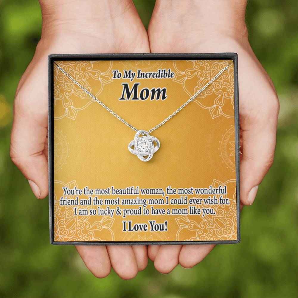To Mom Mother Bonus Mom Grandmom A Beautiful Woman An Wonderful Friend Love Knot Message Card From Son Daughter Gift Anniversary Birthday Graduation Mothers Day-Express Your Love Gifts