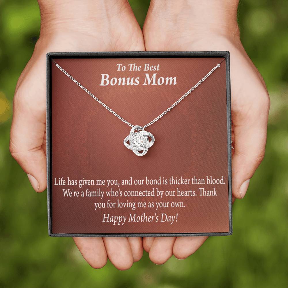 Bonus Mom Necklace Best Bonus Mom Happy Mothers Day Love Knot Pendant Pendant Message Card-Express Your Love Gifts