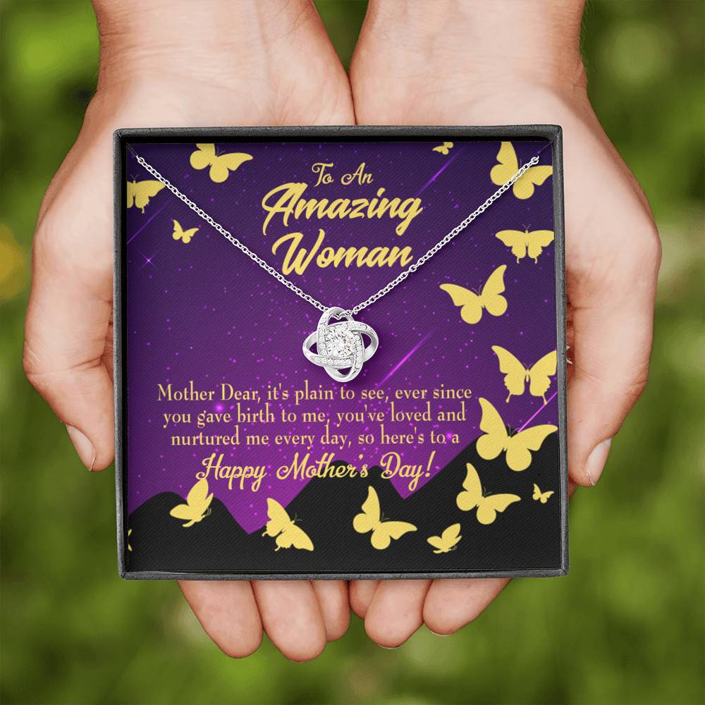 To Mom Mother'S Day Love Knot Pendant Message Card Pendant Stainless Steel-Express Your Love Gifts