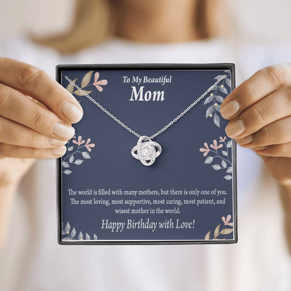 Mom Happy Birthday With Love Love Knot Pendant Message Card-Express Your Love Gifts