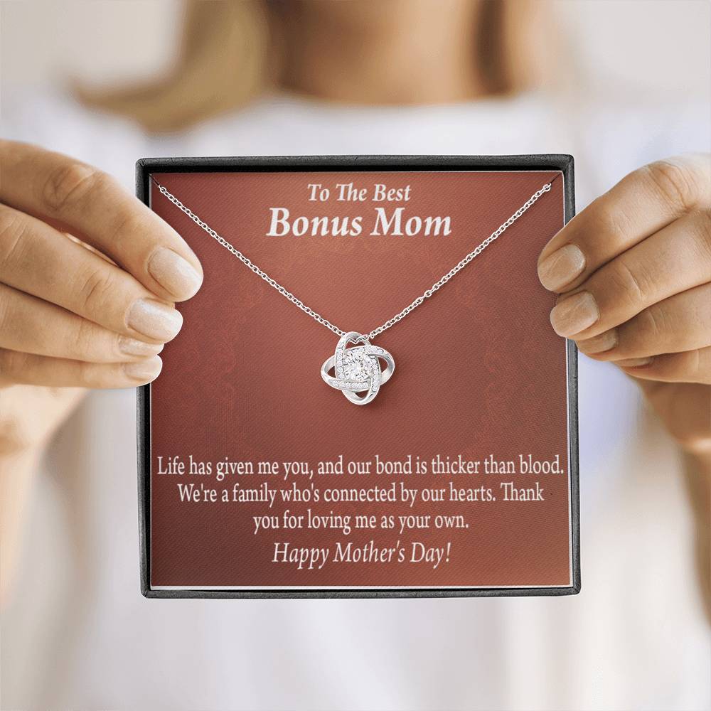 Bonus Mom Necklace Best Bonus Mom Happy Mothers Day Love Knot Pendant Pendant Message Card-Express Your Love Gifts