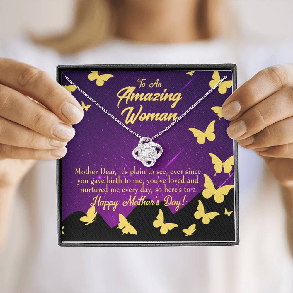 To Mom Mother'S Day Love Knot Pendant Message Card Pendant Stainless Steel-Express Your Love Gifts