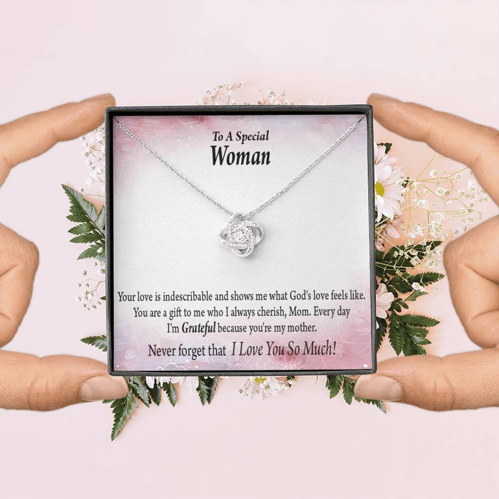 Mom I'm Grateful Love Knot Pendant Necklace With Message Card-Express Your Love Gifts