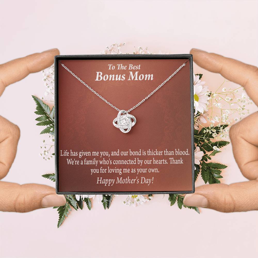 Bonus Mom Necklace Best Bonus Mom Happy Mothers Day Love Knot Pendant Pendant Message Card-Express Your Love Gifts
