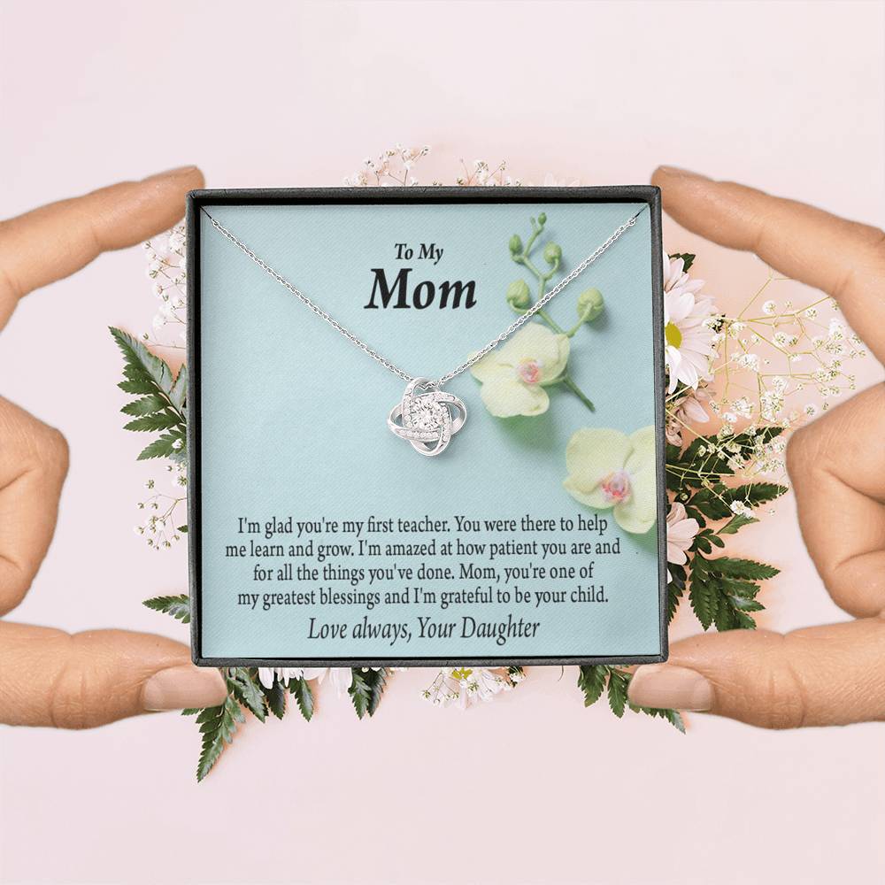 Mother Daughter Necklace First Teacher Love Knot Pendant Pendant Message Card-Express Your Love Gifts