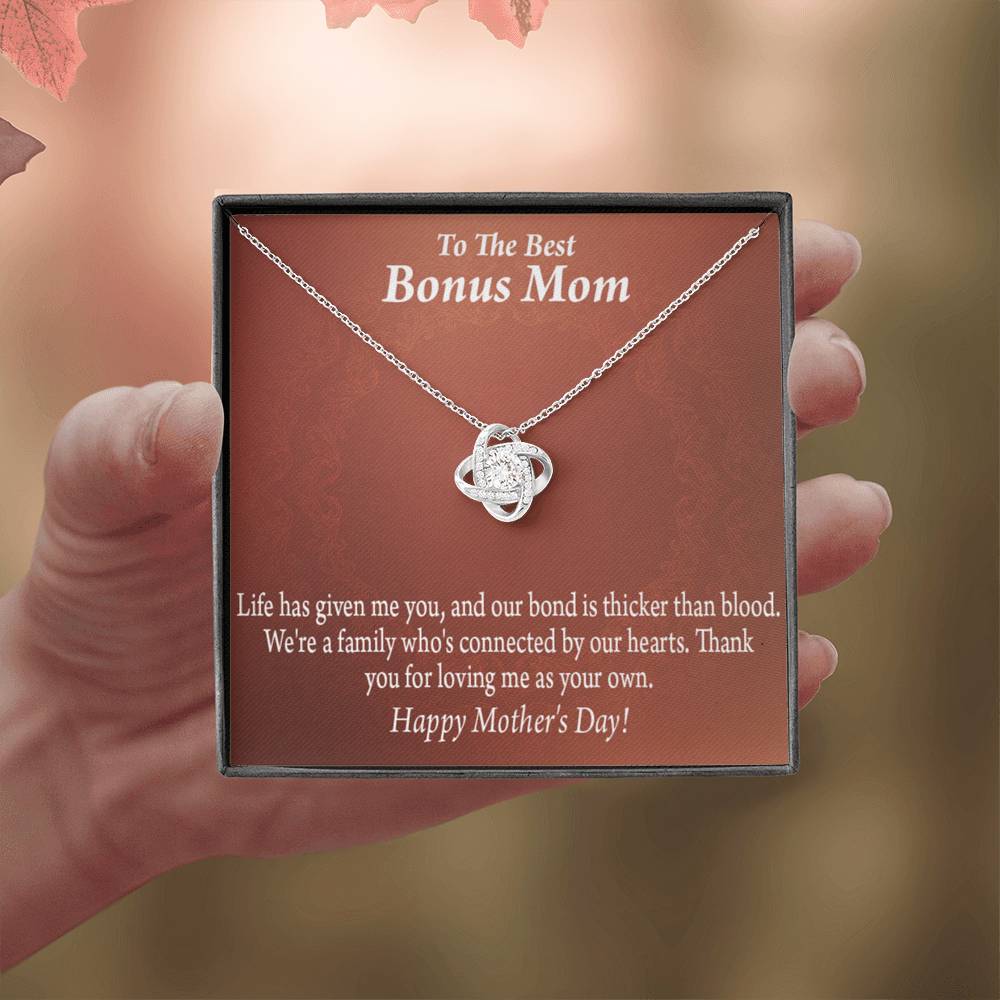 Bonus Mom Necklace Best Bonus Mom Happy Mothers Day Love Knot Pendant Pendant Message Card-Express Your Love Gifts
