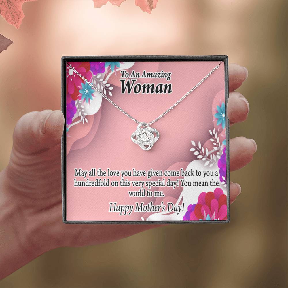 Happy Mother'S Day You Mean The World To Me Love Knot Message Card From Son Daughter Gift Anniversary Birthday Graduation Mothers Day-Express Your Love Gifts