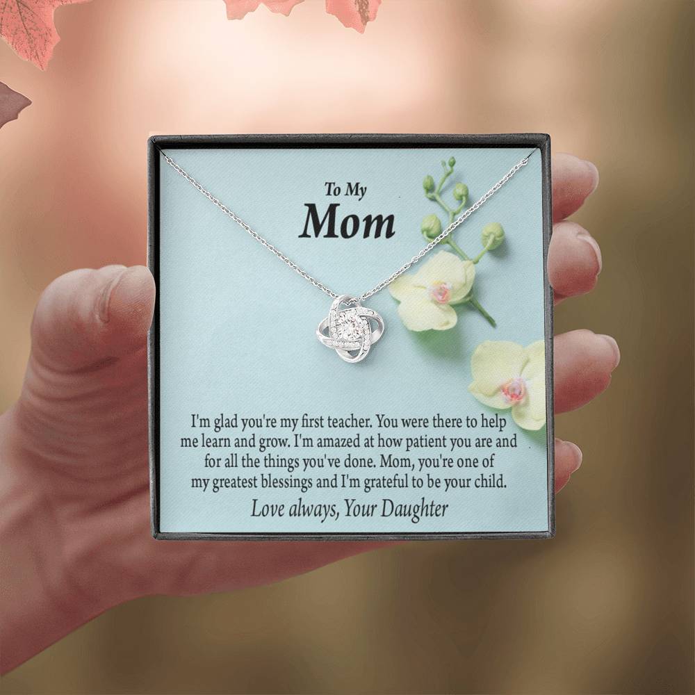 Mother Daughter Necklace First Teacher Love Knot Pendant Pendant Message Card-Express Your Love Gifts