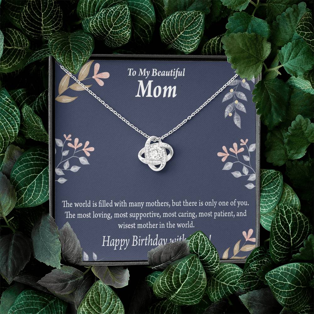 Mom Happy Birthday With Love Love Knot Pendant Message Card-Express Your Love Gifts