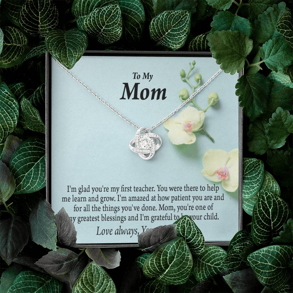 Mother Daughter Necklace First Teacher Love Knot Pendant Pendant Message Card-Express Your Love Gifts